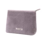 Grey / 1 pezzo semplice carino stile piatto forma finta pelliccia borsa per il trucco da donna Immagine2